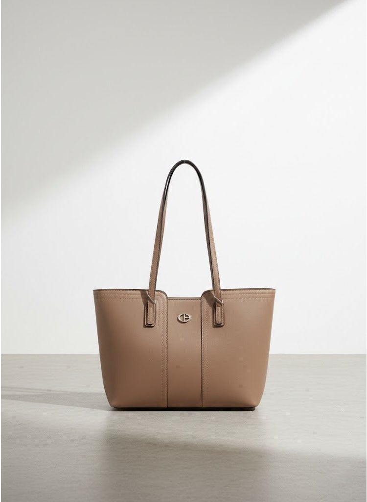 FUMES Coffee Brown Structured Tote Bag – Premium Leather Women’s Shoulder Handbag - Image 2